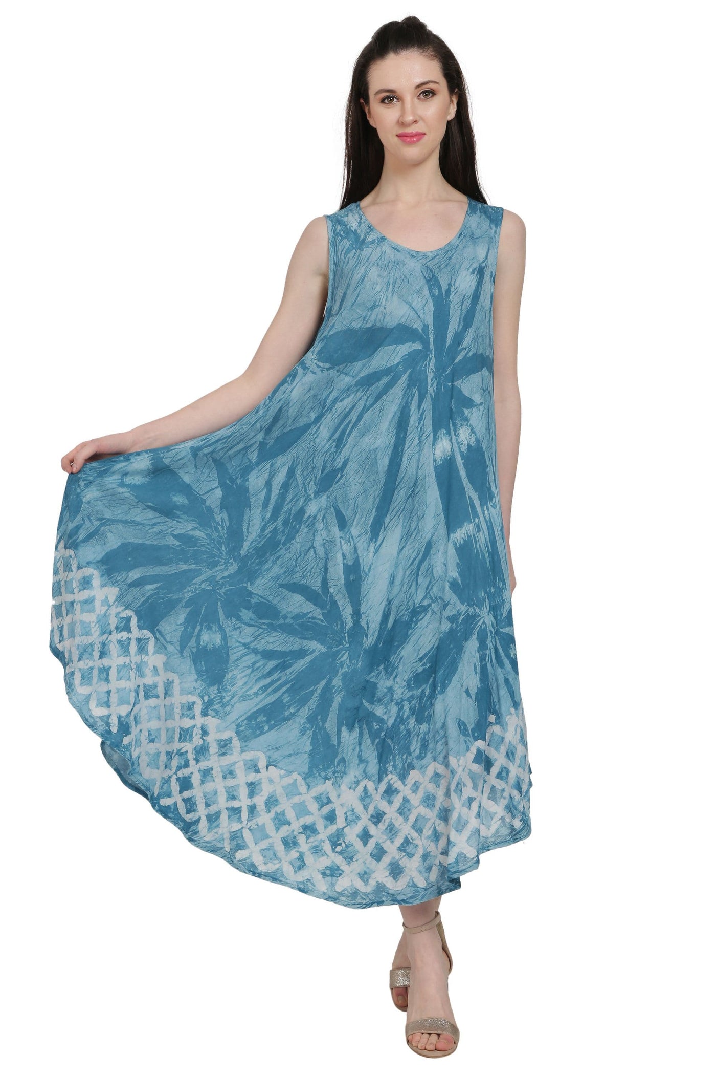 Sleeveless Palm Tree Tie Dye Dress UD52-2321