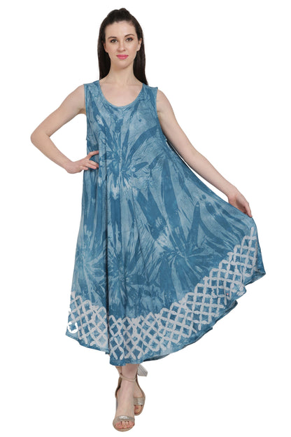 Sleeveless Palm Tree Tie Dye Dress UD52-2321