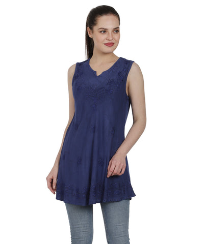 Sleeveless Renaissance Blouse Acid Wash AT-2091 - Advance Apparels Inc