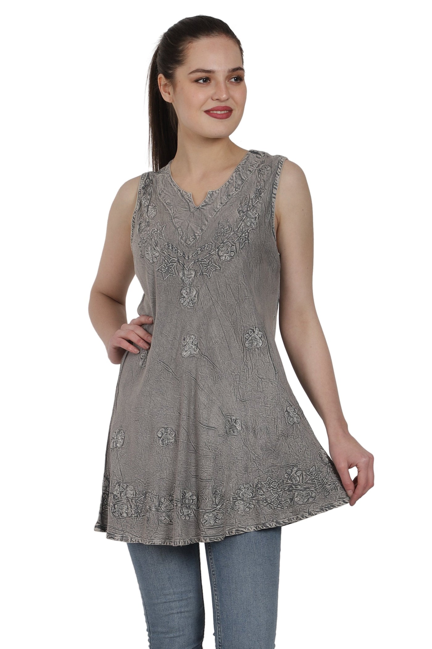 Sleeveless Renaissance Blouse Acid Wash AT-2091 - Advance Apparels Inc