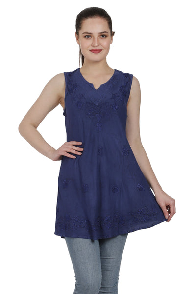 Sleeveless Renaissance Blouse Acid Wash AT-2091 - Advance Apparels Inc