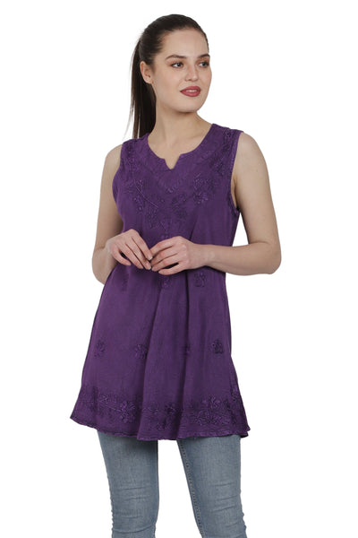 Sleeveless Renaissance Blouse Acid Wash AT-2091 - Advance Apparels Inc