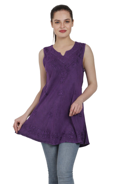 Sleeveless Renaissance Blouse Acid Wash AT-2091 - Advance Apparels Inc