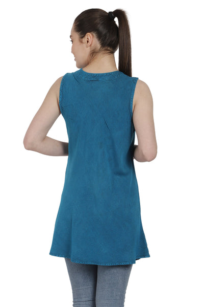 Sleeveless Renaissance Blouse Acid Wash AT-2091 - Advance Apparels Inc