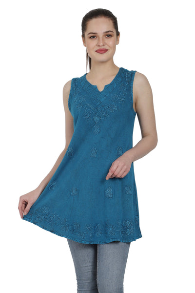 Sleeveless Renaissance Blouse Acid Wash AT-2091 - Advance Apparels Inc