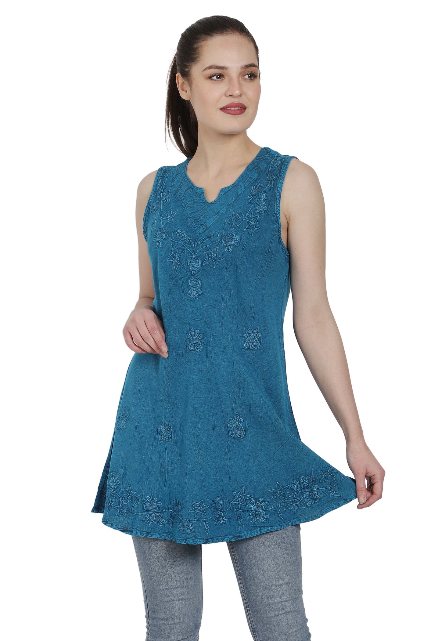 Sleeveless Renaissance Blouse Acid Wash AT-2091 - Advance Apparels Inc