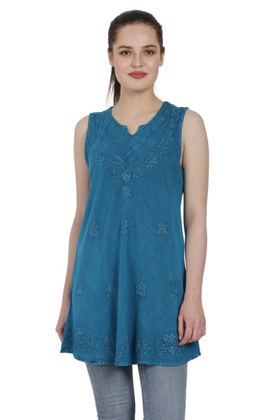 Sleeveless Renaissance Blouse Acid Wash AT-2091 - Advance Apparels Inc