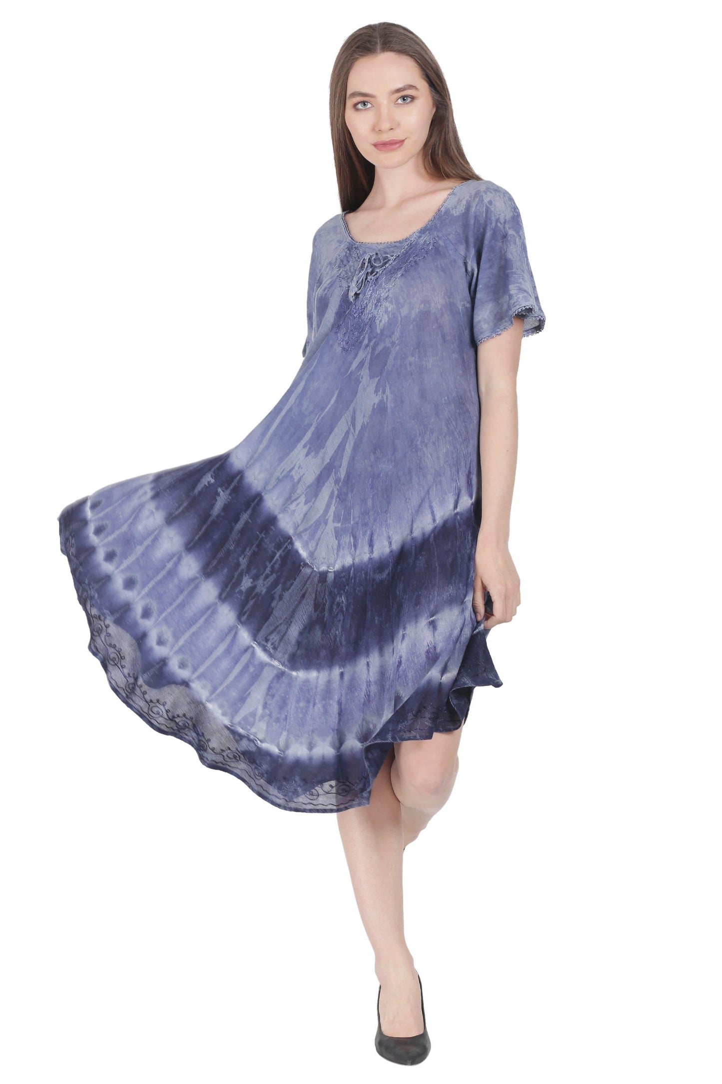 Subdued Tie Dye Trapeze Dress w/ Sleeves UDS48-2402