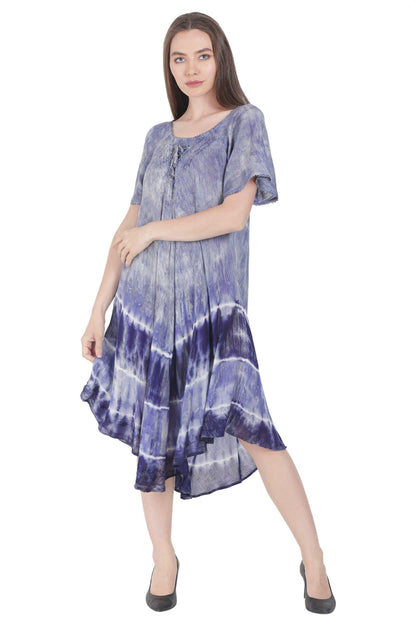 Subdued Tie Dye Trapeze Dress w/ Sleeves UDS48-2402