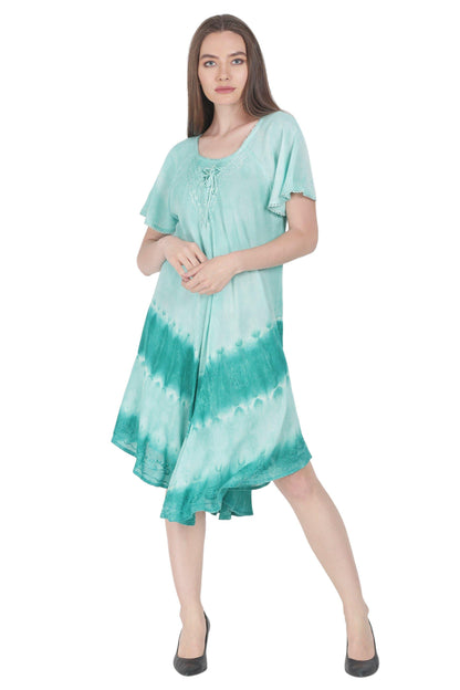 Subdued Tie Dye Trapeze Dress w/ Sleeves UDS48-2402