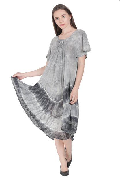Subdued Tie Dye Trapeze Dress w/ Sleeves UDS48-2402