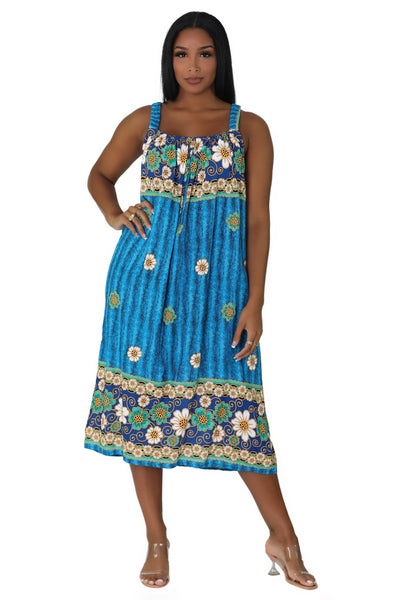 Sunflower Print Resort Dress TH-2027A - Advance Apparels Inc