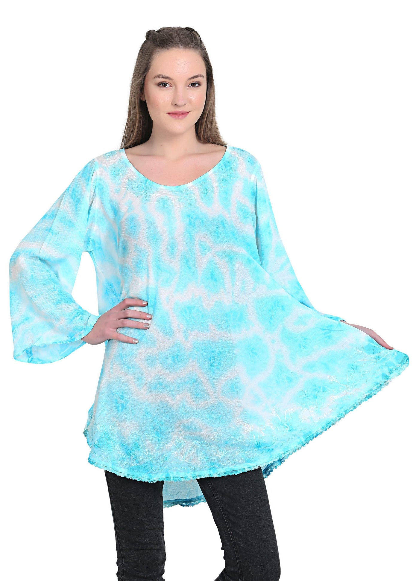 Three Quarter Sleeve Blouse One Size Fits Most 6 Colors 19259