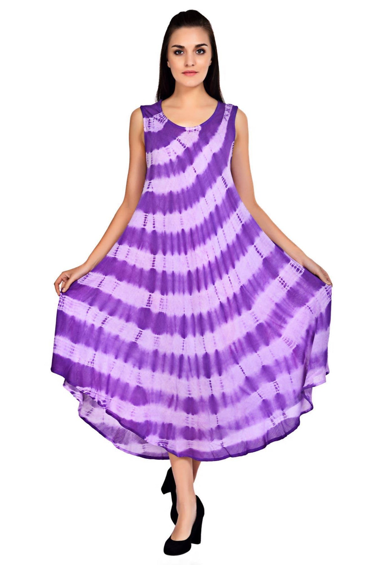 Wavy Striped Tie Dye Dress 19253
