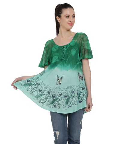 Butterfly Tie Dye Cap Sleeve Blouse TS-2202