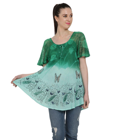 Butterfly Tie Dye Cap Sleeve Blouse TS-2202
