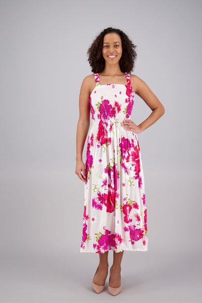 Floral Print Smock Dress One Size Fits Most TH2024