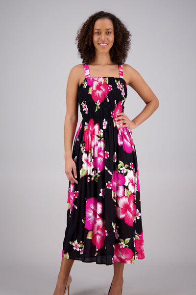 Floral Print Smock Dress One Size Fits Most TH2024