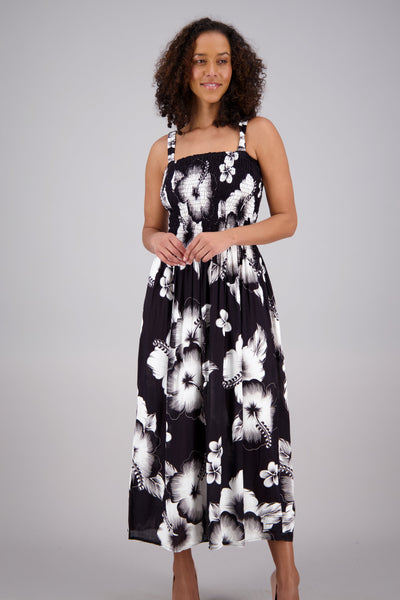 Floral Print Smock Dress One Size Fits Most TH2024