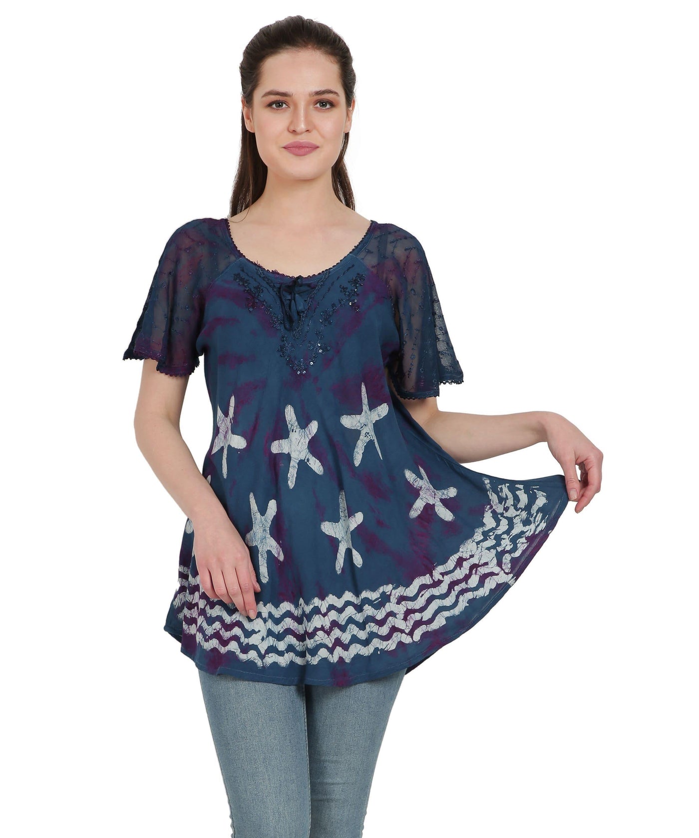 Starfish Border Print Blouse TS-2212