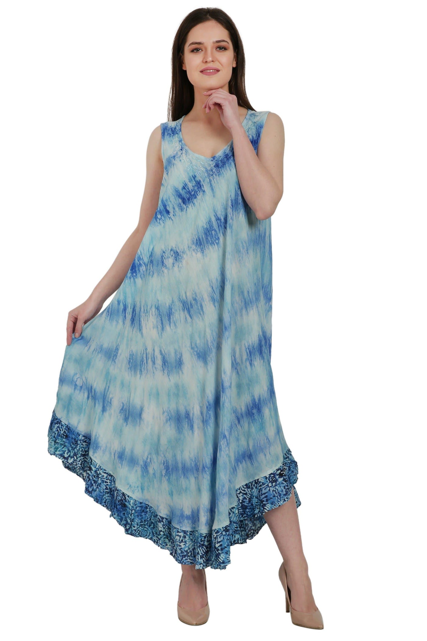 Tie-Dye Beach Dress w/ Printed Hem UD48-2312