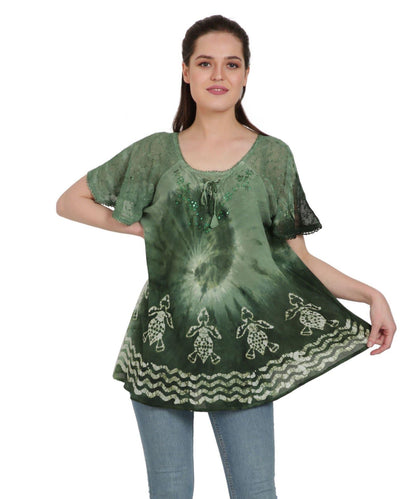 Turtle Block Print Tie Dye Blouse TS-2201