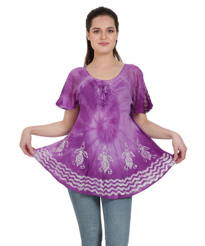 Turtle Block Print Tie Dye Blouse TS-2201