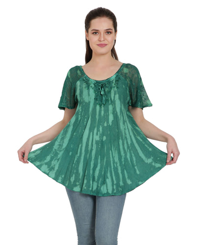 Waterfall Tie Dye Cap Sleeve Blouse TS-2203