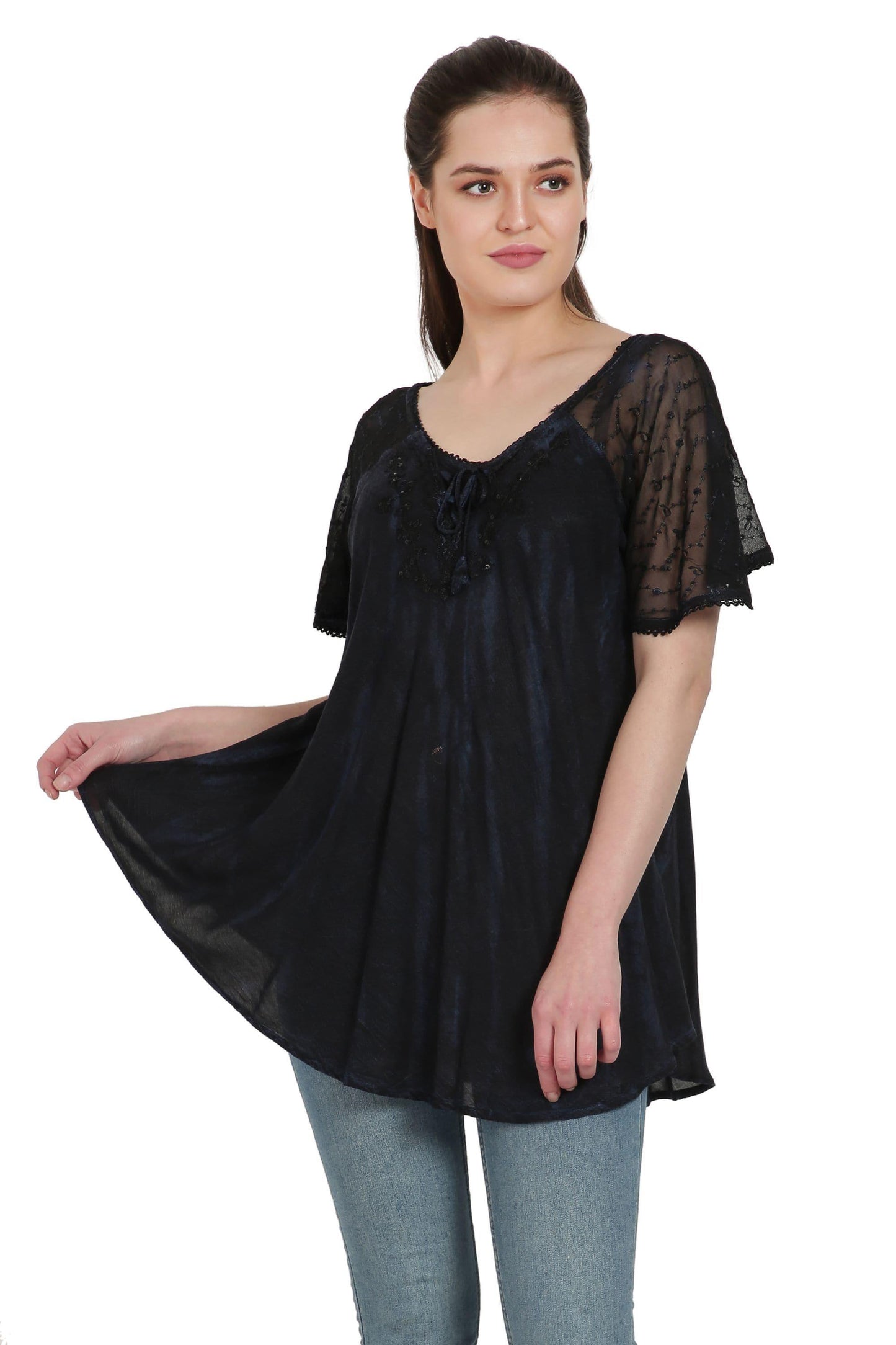 Waterfall Tie Dye Cap Sleeve Blouse TS-2203