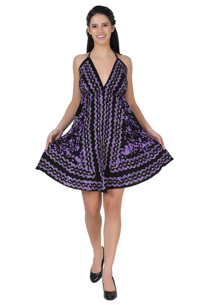 Halter Back Tie Short Batik Dress 1936