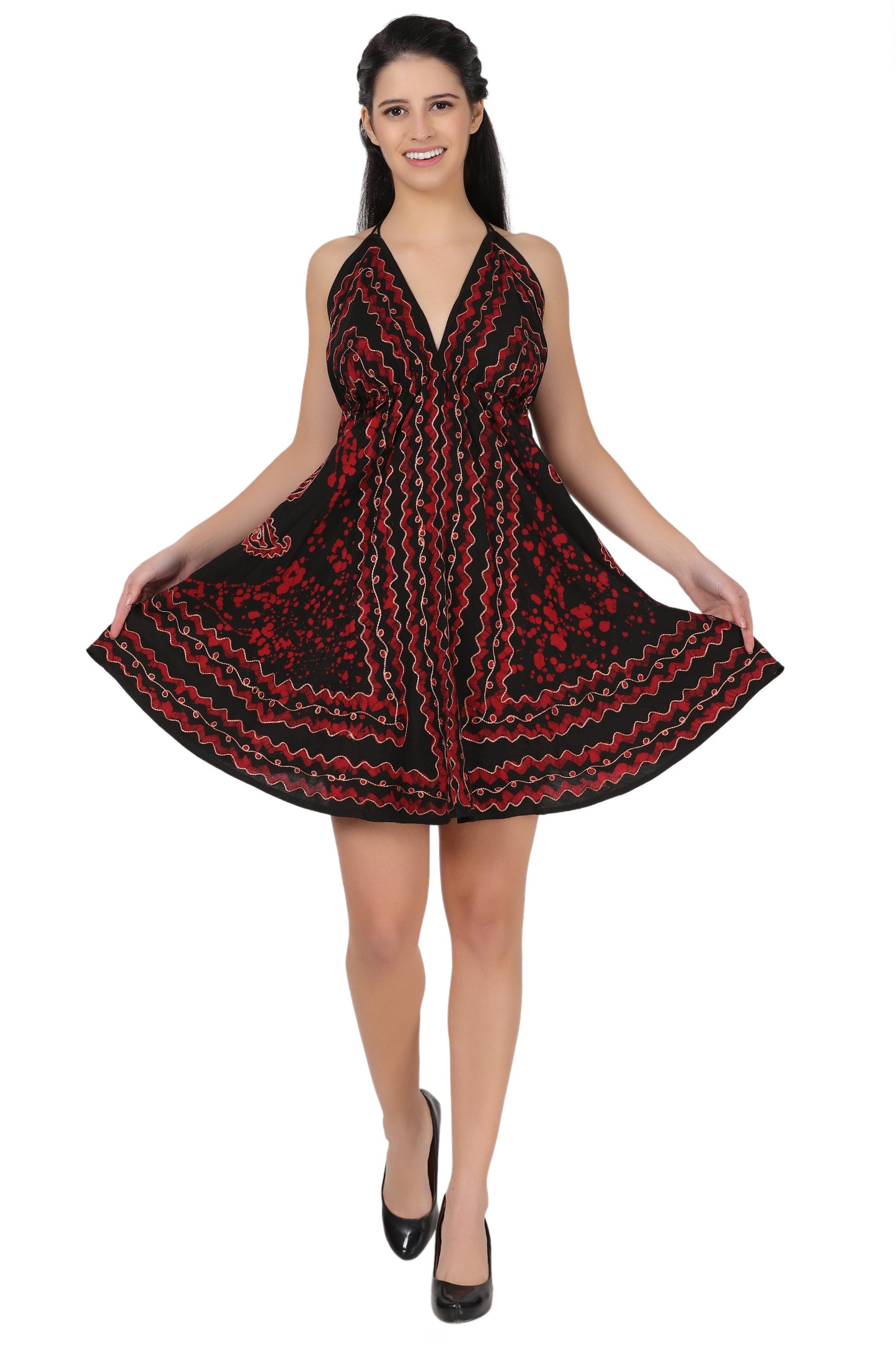 Halter Back Tie Short Batik Dress 1936