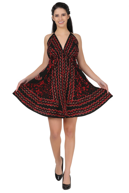 Halter Back Tie Short Batik Dress 1936