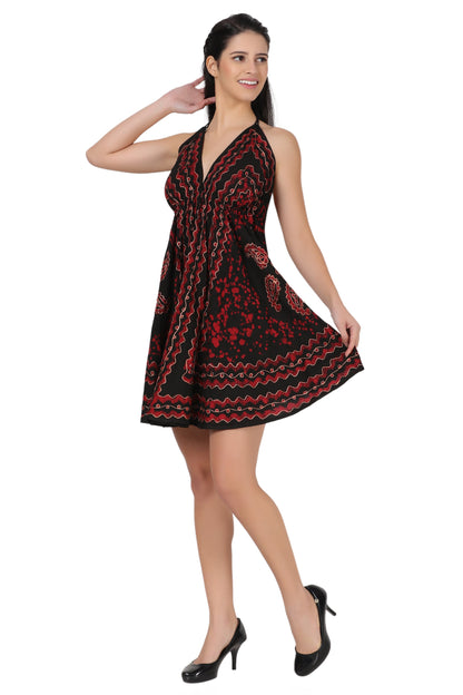 Halter Back Tie Short Batik Dress 1936