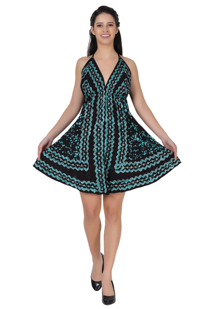Halter Back Tie Short Batik Dress 1936