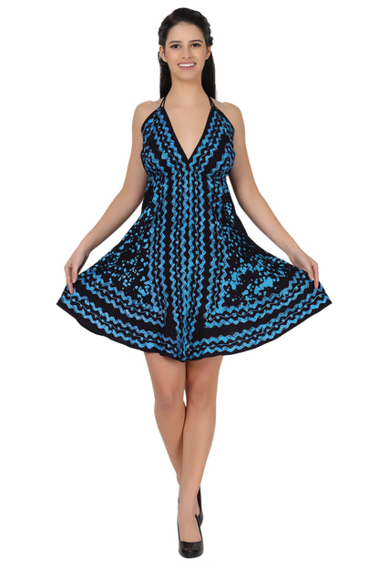 Halter Back Tie Short Batik Dress 1936