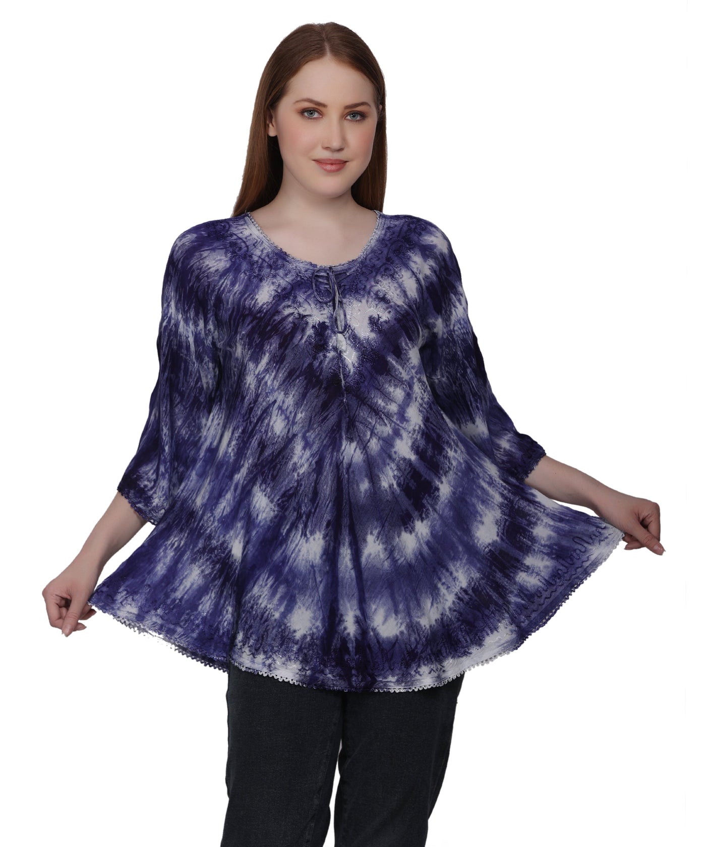 3/4 Sleeve Tie Dye Blouse T-3214LS