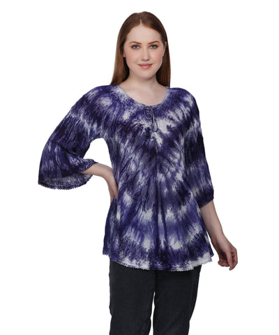 3/4 Sleeve Tie Dye Blouse T-3214LS