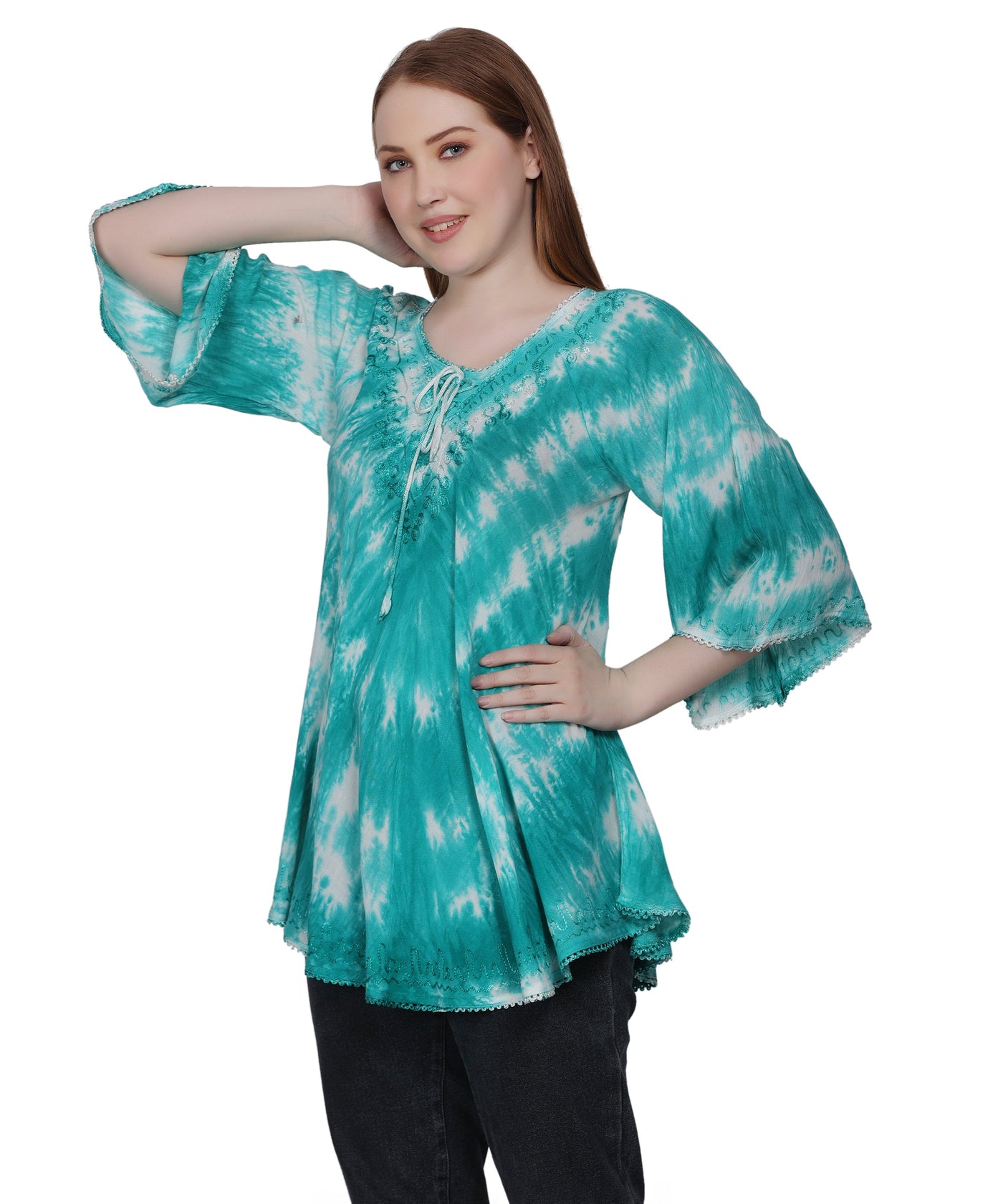 3/4 Sleeve Tie Dye Blouse T-3214LS - Advance Apparels Inc