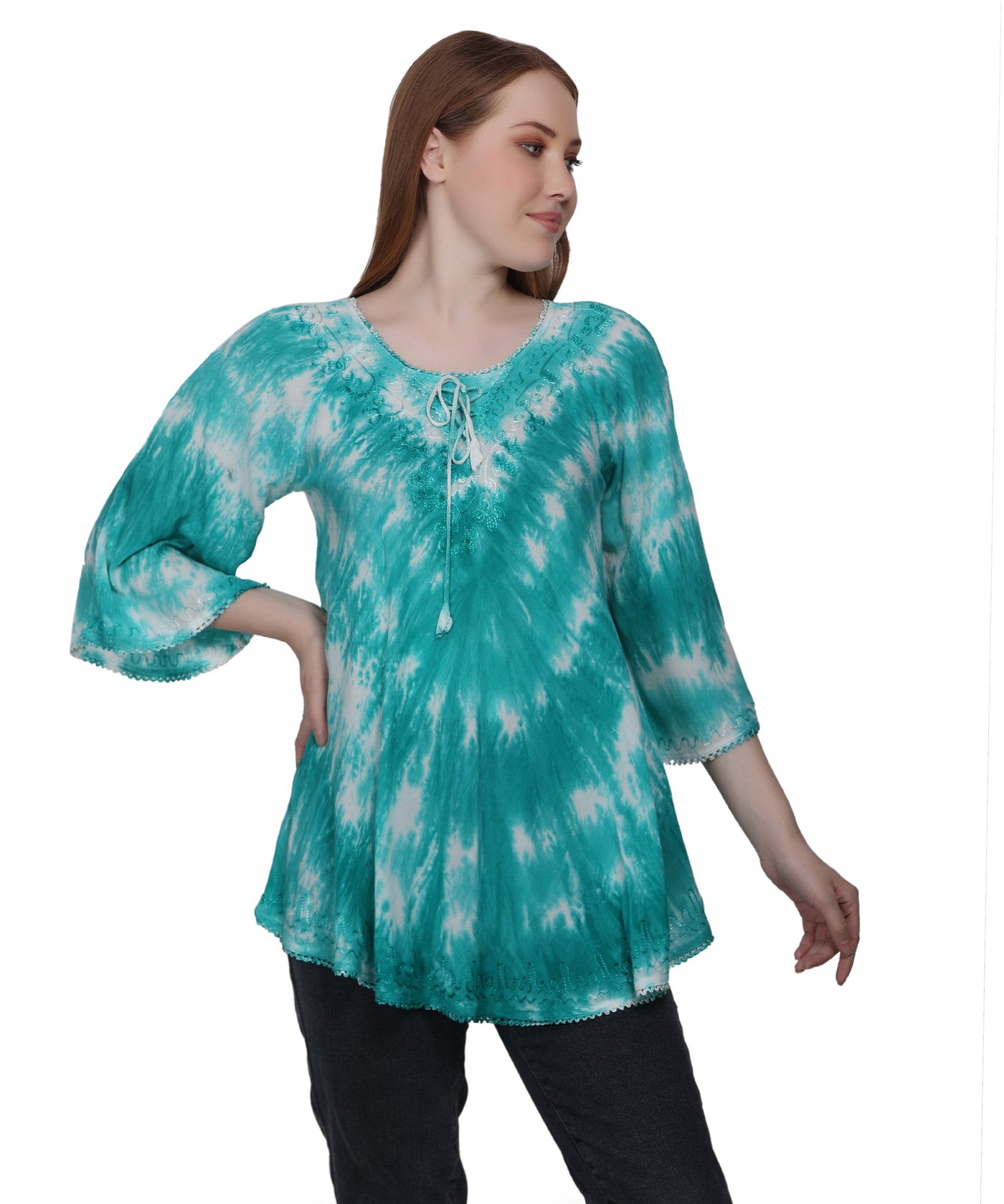 3/4 Sleeve Tie Dye Blouse T-3214LS