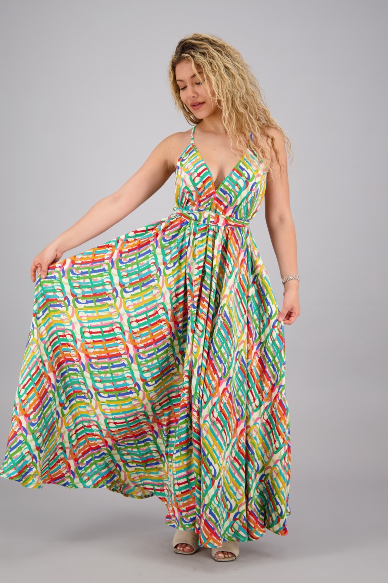 Pastel Pop Theme Silk Dress AB16065