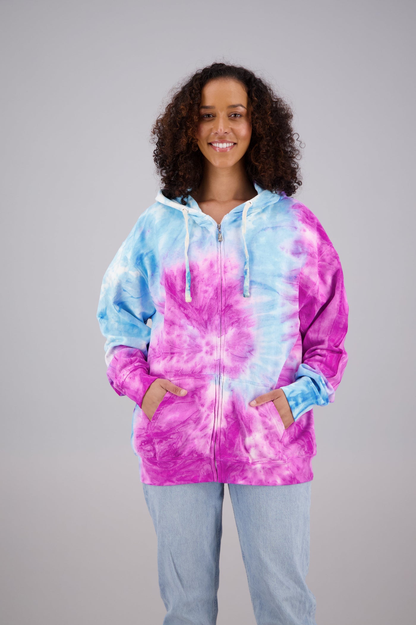 Adult's Tie-Dye Zip-Up Hoodie (2-XL) Cotton/Polyester Blend 9656