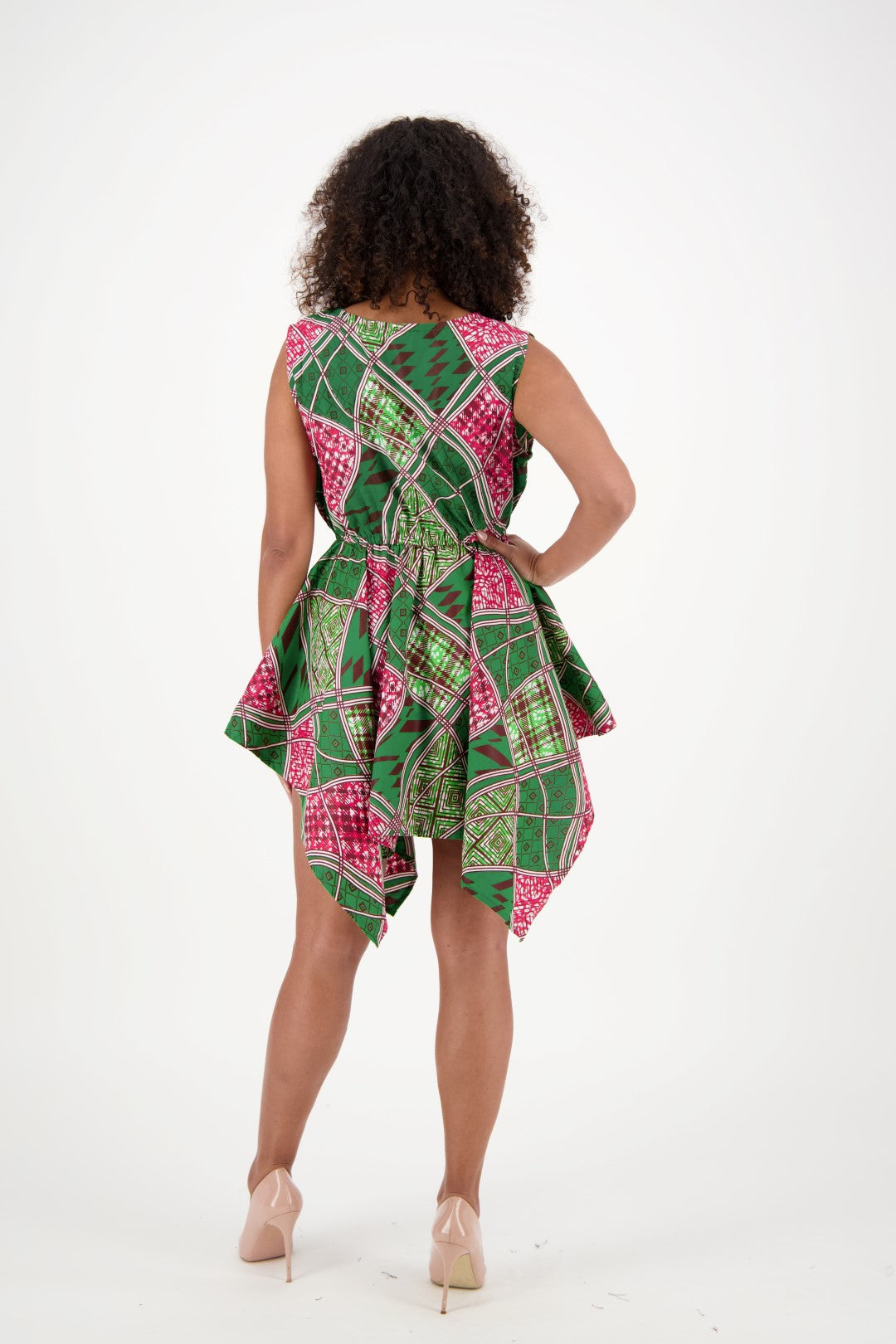 African Patch Print Sleeveless Dress 2182
