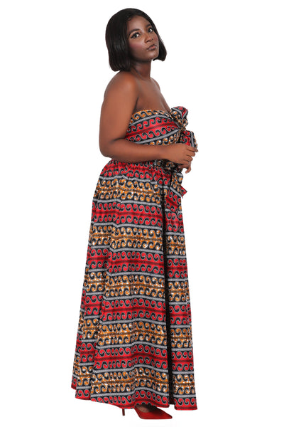 African Print Wax Print Skirt One Size Fits Most Headwrap Included Elastic Waist Pockets 16317
