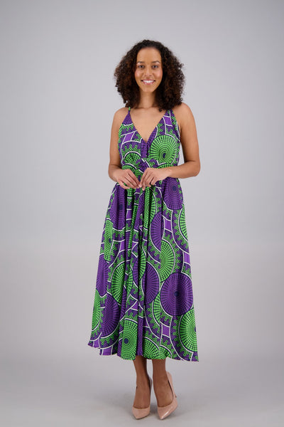 Ankara Print Silk Maxi Dress AB160237