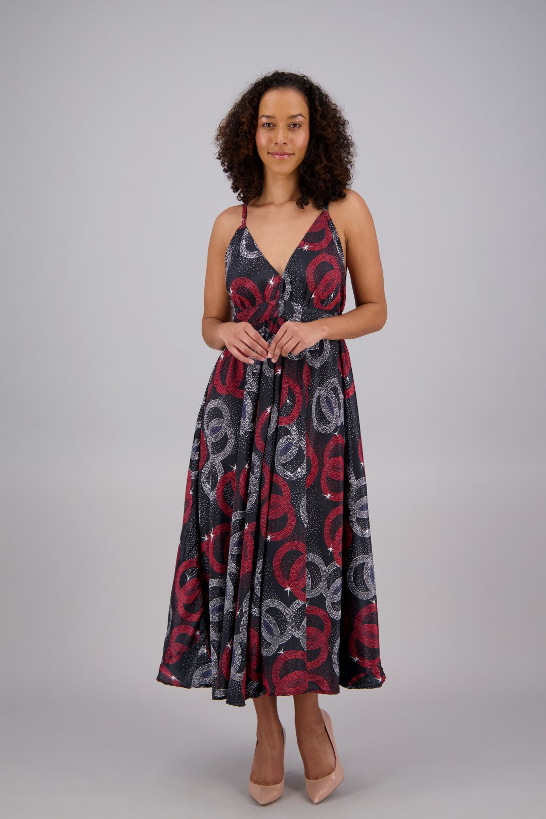 Ankara Print Silk Maxi Dress AB16067