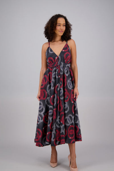 Ankara Print Silk Maxi Dress AB16067