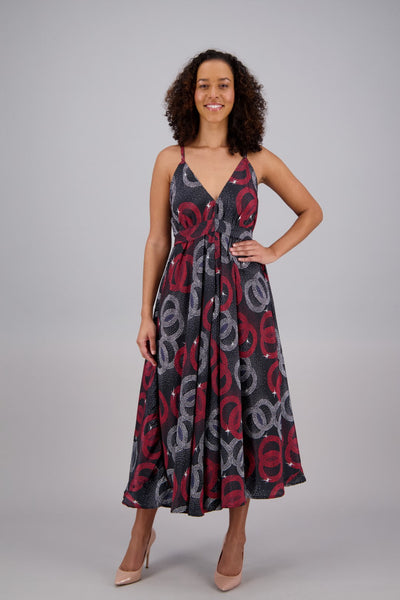 Ankara Print Silk Maxi Dress AB16067