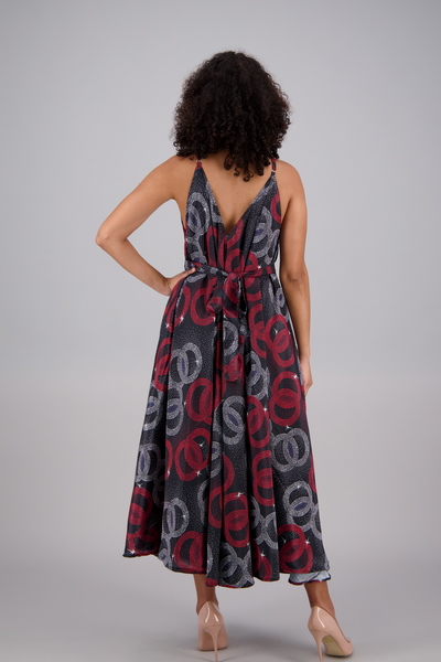 Ankara Print Silk Maxi Dress AB16067