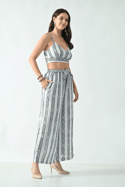 26412 Bohemian Printed Crop Top & Wide Leg Palazzo Set – Two Piece Summer Co-Ord - Advance Apparels Inc