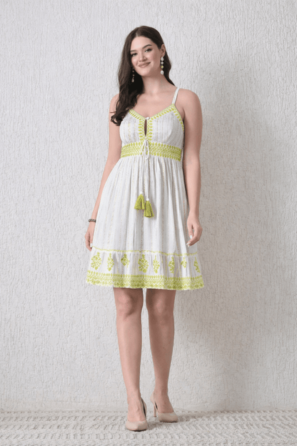 26451 Bohemian Embroidered Tassel Sundress - Advance Apparels Inc